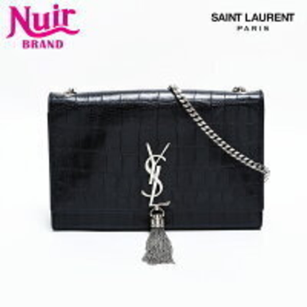 Yves Saint Laurent Kate embossed leather shoulder bag black